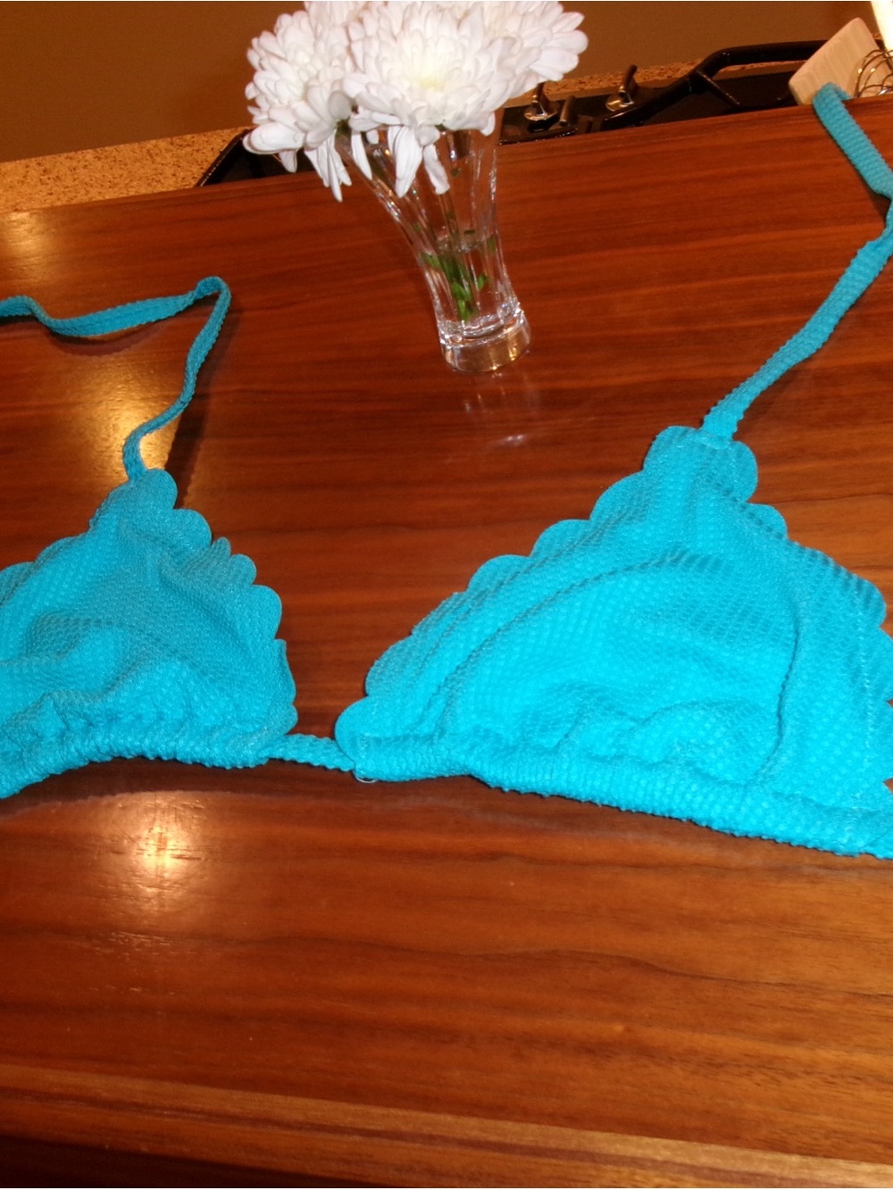American Eagle Outfitters Scalloped Triangle Bikini Top - Turquoise